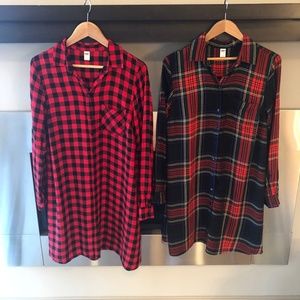 Old Navy Plaid Flannel Popover Shirt Dress